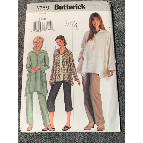 Butterick 3759 Sewing Pattern Shirt & Pants Women's Sizes 12 14 16 - uncut - Picture 1 of 2